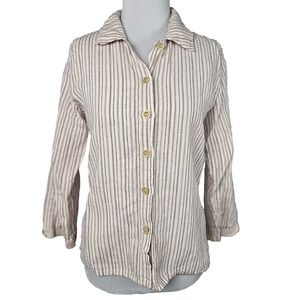 HABITAT Linen Blend Button Front Cropped Top Size Small S